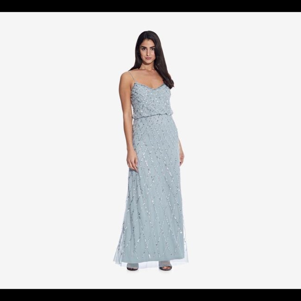 NWT Adrianna Papell Dusty Blue Sequin Dress